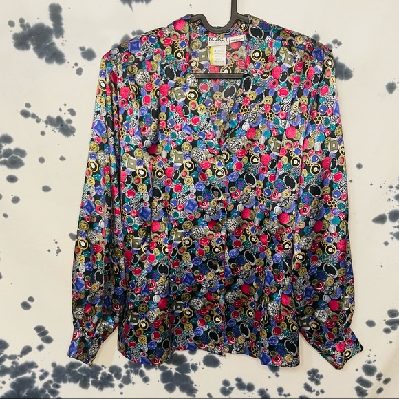 Vintage Koret Petites Button Pattern Blouse - Picture 2 of 6